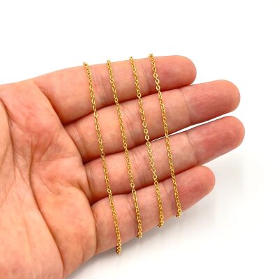 0.40 mm ÇELİK ZİNCİR, DÜZ ZİNCİR, GOLD RENK, 1. KALİTE KARARMAZ (SF235) - 1
