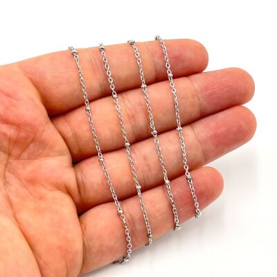 0.40 mm VE 3.2 TOPLU ÇELİK ZİNCİR, DÜZ ZİNCİR, GÜMÜŞ RENK, 1. KALİTE KARARMAZ (SF235-VE-TOPLU) - 1