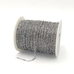 0.40 mm VE 3.2 TOPLU ÇELİK ZİNCİR, DÜZ ZİNCİR, GÜMÜŞ RENK, 1. KALİTE KARARMAZ (SF235-VE-TOPLU) - 2