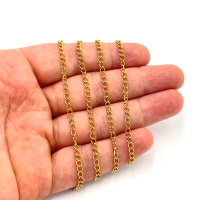 0.60 mm ÇELİK ZİNCİR, KIVRIK ZİNCİR, GOLD RENK, 1. KALİTE KARARMAZ - 1
