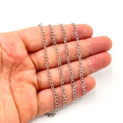0.60 mm ÇELİK ZİNCİR, KIVRIK ZİNCİR, GÜMÜŞ RENK, 1. KALİTE KARARMAZ - ERTÜRK