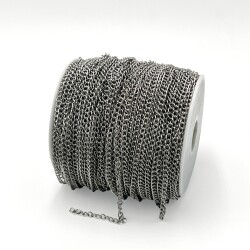 0.60 mm ÇELİK ZİNCİR, KIVRIK ZİNCİR, GÜMÜŞ RENK, 1. KALİTE KARARMAZ - 2