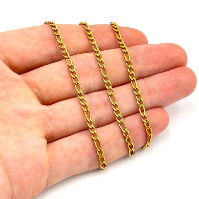 0.80x3 mm ÇELİK ZİNCİR, 3N1 ZİNCİR, GOLD RENK, 1. KALİTE KARARMAZ - 3