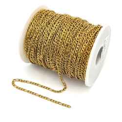 0.80x3 mm ÇELİK ZİNCİR, 3N1 ZİNCİR, GOLD RENK, 1. KALİTE KARARMAZ - 2