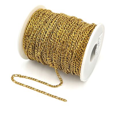 0.80x3 mm ÇELİK ZİNCİR, 3N1 ZİNCİR, GOLD RENK, 1. KALİTE KARARMAZ - 2