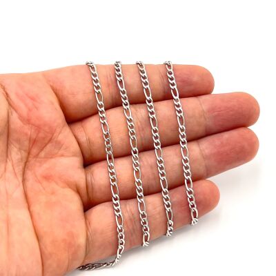 0.80x3 mm ÇELİK ZİNCİR, 3N1 ZİNCİR, GÜMÜŞ RENK, 1. KALİTE KARARMAZ - 1