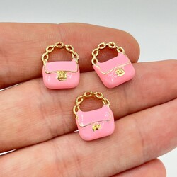 1 Adet, PEMBE ÇANTA DESENLİ ÜÇ BOYUTLU MİNELİ UÇ - ERTÜRK
