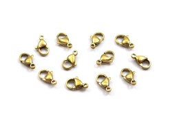 12 mm, ÇELİK PAPAĞAN KLİPS, GOLD RENK, 1. KALİTE KARARMAZ - ERTÜRK