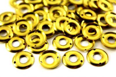13 mm DESENLİ YUVARLAK İKİ DELİK PUL, HAM PİRİNÇ #487H - 2