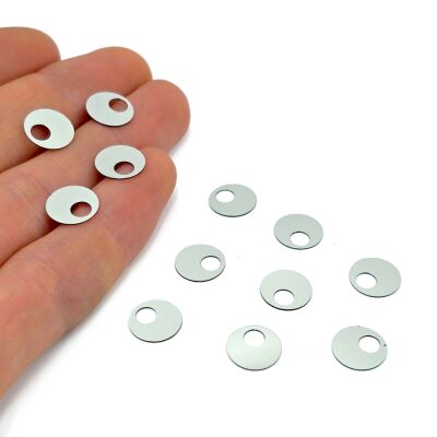 10 mm GENİŞ DELİK PLASTİK PUL PAYET, PATİK PULU, NAKIŞ PULU, DÖKME PUL, GÜMÜŞ RENK - 2