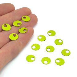 10 mm GENİŞ DELİK PLASTİK PUL PAYET, PATİK PULU, NAKIŞ PULU, DÖKME PUL, AÇIK YEŞİL RENK - 2