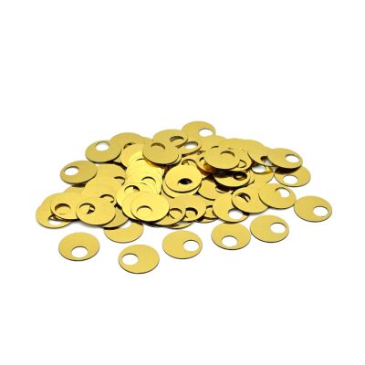 10 mm GENİŞ DELİK PLASTİK PUL PAYET, PATİK PULU, OYA PULU, NAKIŞ PULU, DÖKME PUL, ALTIN RENK - 1
