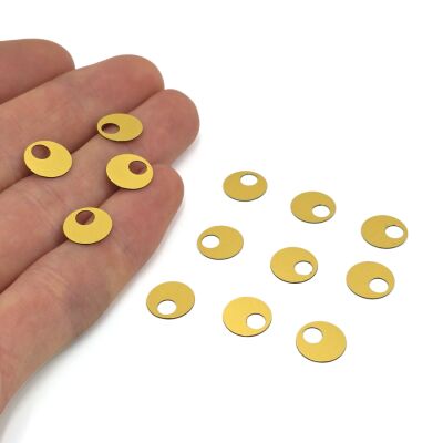 10 mm GENİŞ DELİK PLASTİK PUL PAYET, PATİK PULU, OYA PULU, NAKIŞ PULU, DÖKME PUL, ALTIN RENK - 2