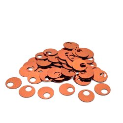 10 mm GENİŞ DELİK PLASTİK PUL PAYET, PATİK PULU, OYA PULU, NAKIŞ PULU, DÖKME PUL, BAKIR RENK - 1