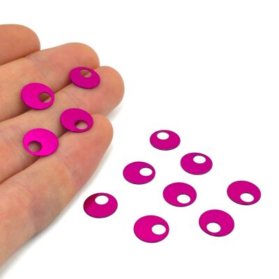 10 mm GENİŞ DELİK PLASTİK PUL PAYET, PATİK PULU, OYA PULU, NAKIŞ PULU, DÖKME PUL, FUŞYA RENK - 2