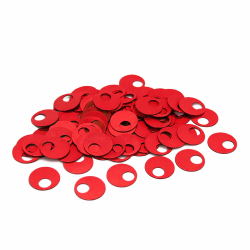 10 mm GENİŞ DELİK PLASTİK PUL PAYET, PATİK PULU, OYA PULU, NAKIŞ PULU, DÖKME PUL, KIRMIZI RENK - 1