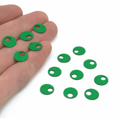 10 mm, GENİŞ DELİK PLASTİK PUL PAYET, PATİK PULU, OYA PULU, NAKIŞ PULU, DÖKME PUL, KOYU YEŞİL RENK - 2