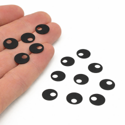 10 mm GENİŞ DELİK PLASTİK PUL PAYET, PATİK PULU, OYA PULU, NAKIŞ PULU, DÖKME PUL, SİYAH RENK - ERTÜRK