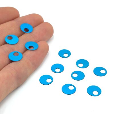 10 mm GENİŞ DELİK PLASTİK PUL PAYET, PATİK PULU, OYA PULU, NAKIŞ PULU, DÖKME PUL, TURKUAZ RENK - 2