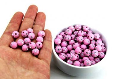 10 mm PEMBE RENK, PLASTİK TAŞLI BONCUK