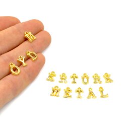 10 mm METAL HARF, KOLYE BİLEKLİK HARFİ, TAKI HARFİ, ALTIN KAPLAMA - ERTÜRK