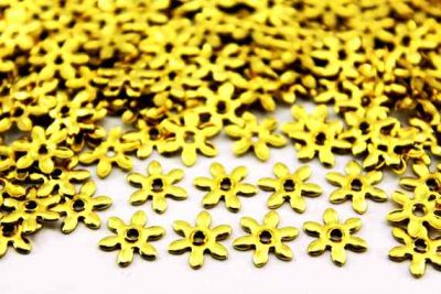 10 mm ORTADAN DELİK ÇİÇEK DESENLİ PUL, HAM PİRİNÇ #124H - 2