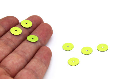 10 mm PLASTİK PUL PAYET, NAKIŞ PULU, DÖKME PUL, ORTADAN DELİK, AÇIK YEŞİL RENK - 3