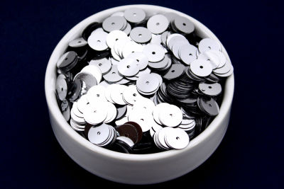 10 mm PLASTİK PUL PAYET, NAKIŞ PULU, DÖKME PUL, ORTADAN DELİK, GÜMÜŞ RENK - 2
