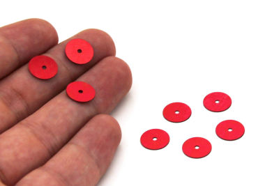 10 mm PLASTİK PUL PAYET, NAKIŞ PULU, DÖKME PUL, ORTADAN DELİK, KIRMIZI RENK - 3