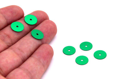 10 mm PLASTİK PUL PAYET, NAKIŞ PULU, DÖKME PUL, ORTADAN DELİK, KOYU YEŞİL RENK - 3