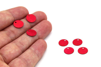 10 mm PLASTİK PUL PAYET, NAKIŞ PULU, DÖKME PUL, YAN DELİK, KIRMIZI RENK - 3