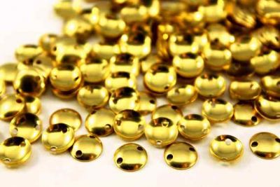 8 mm YUVARLAK İKİ DELİK BOMBELİ PUL, HAM PİRİNÇ #100H - 2