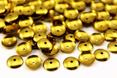 10 mm YUVARLAK ORTASI DELİK BOMBELİ PUL, HAM PİRİNÇ #99H - 2