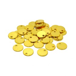 10 mm, YUVARLAK PUL, LAZER MARKALAMA PULU, PİRİNÇ MALZEME, LAK KAPLAMA, TEL KALINLIĞI 0.80 MM - 2