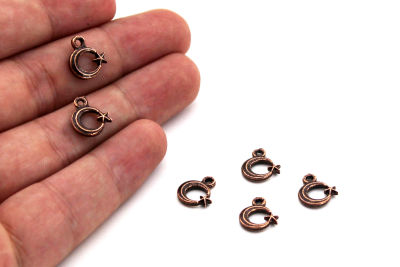 10x12 mm AY YILDIZ DESENLİ SALLANTI ZAMAK DÖKÜM, BAKIR RENK - 2