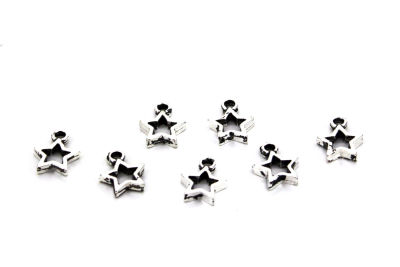 10x12 mm YILDIZ DESENLİ SALLANTI ZAMAK DÖKÜM, BOYALI GÜMÜŞ RENK - 2