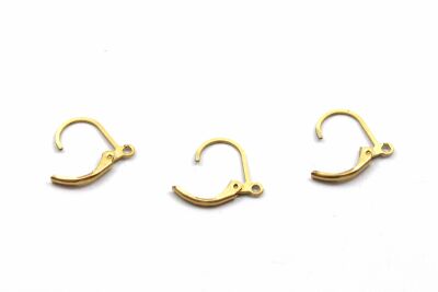 10x13 mm, ÇELİK KÜPE KANCASI, GOLD RENK, 1. KALİTE KARARMAZ - 2