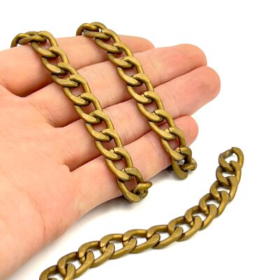 10x14 mm, ALÜMİNYUM ZİNCİR, ANTİK SARI RENK, 1. KALİTE KARARMAZ, TEL KALINLIĞI 2.5 mm, AZ162AS - 1