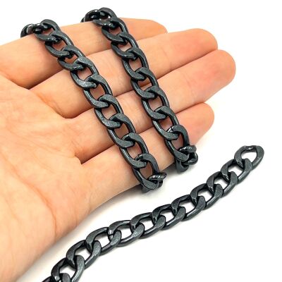 10x14 mm, ALÜMİNYUM ZİNCİR, SİYAH RENK, 1. KALİTE KARARMAZ, TEL KALINLIĞI 2.5 mm, AZ162Sİ - 1