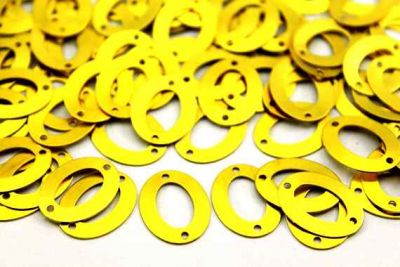 14x18 mm OVAL İKİ DELİK PUL, HAM PİRİNÇ #422H - 2