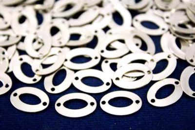 10x14 mm OVAL DESENLİ İKİ DELİK PUL, NİKEL KAPLAMA #384N - 2