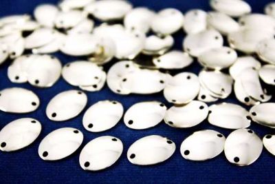 10x14 mm OVAL DESENLİ İKİ DELİK PUL, NİKEL KAPLAMA #385N - 2