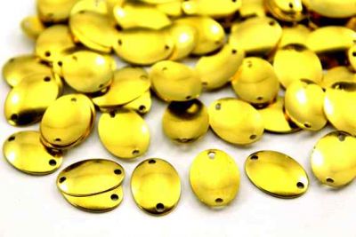 10x14 mm OVAL DESENLİ İKİ DELİK PUL, HAM PİRİNÇ #385H - 2