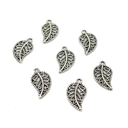 10x19 mm SALLANTI UÇ, YAPRAK DESENLİ, ZAMAK DÖKÜM, BOYALI GÜMÜŞ KAPLAMA - 2