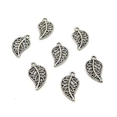 10x19 mm SALLANTI UÇ, YAPRAK DESENLİ, ZAMAK DÖKÜM, BOYALI GÜMÜŞ KAPLAMA - 2