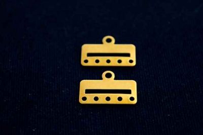 10x20 mm DİKDÖRTGEN ALTI DELİK PUL, HAM PİRİNÇ #1036H - 2