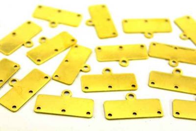 10x25 mm DİKDÖRTGEN ÜÇ DELİK PUL, HAM PİRİNÇ #1030H-ÜÇ-DELİK - 2