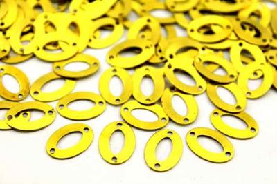 10x14 mm OVAL DESENLİ İKİ DELİK PUL, HAM PİRİNÇ #384H - 2