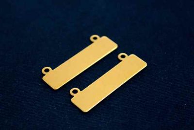10x40 mm DİKDÖRTGEN İKİ DELİK PUL, HAM PİRİNÇ #1042H - 3