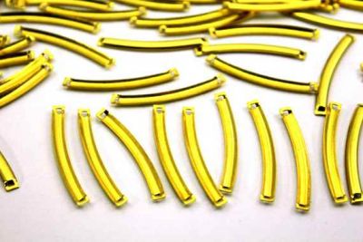 4x25 mm DİKDÖRTGEN KAVİSLİ ÇİFT DELİK PUL, HAM PİRİNÇ #272H - 3